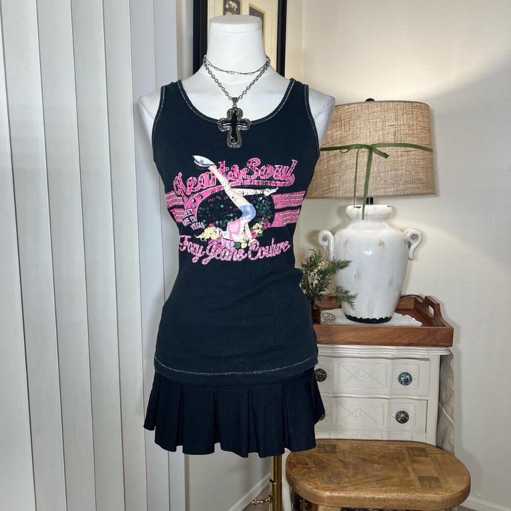 Y2k Foxy Jeans Rhinestone Pin Up Tank Top